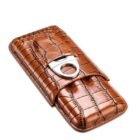 Mini Coffret Étui à Cigare en Cuir & Coupe-Cigare